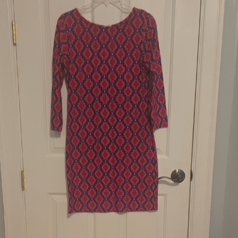 All For Color Pink and Blue Geometric Dress